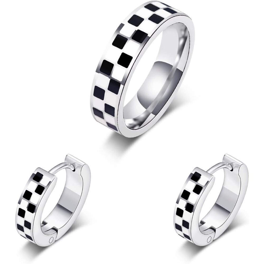 Checkered Jewelry Set Women's 18K Gold Plated Stainless Steel Gift-Ready